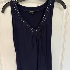 Express Dark Blue Tank Top with Studded V-Neck